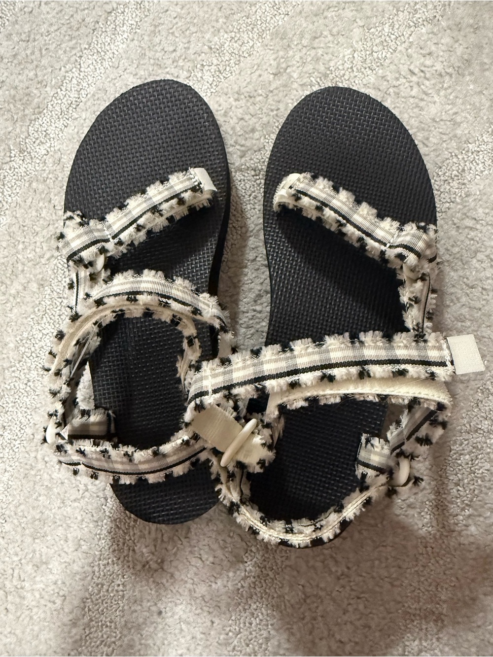 Women’s Platform Teva Sandals with Cream Plaid Straps